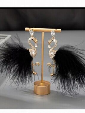 🌺Flamingo Feather Rhinestone Earings Flamingo Accessories Flamingo Jewelry